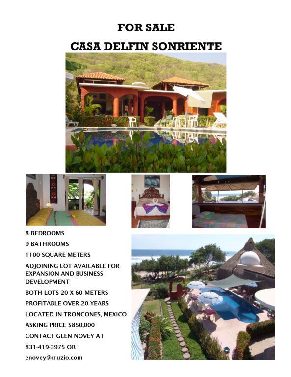 Casa Delfin Sonriente Troncones, Mexico Inn for Sale