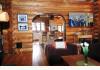 Custom Log Home B & B: great room and kitchen