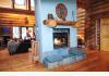 Custom Log Home B & B: Dual aspect fireplace