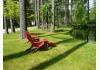 The Cabins in Hope: Red chairs at upper pond  towards Trout Pond