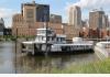 The Covington Inn Bed and Breakfast: the boat and the downtown skyline