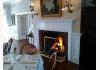 Rams Head Inn: dining room fireplace