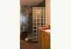 Central Oregon Rural Residential Lodge: Pond Queen bathroom tile shower with bench