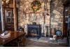 1st School Of Zoar: Beautiful stone wall & gas stove